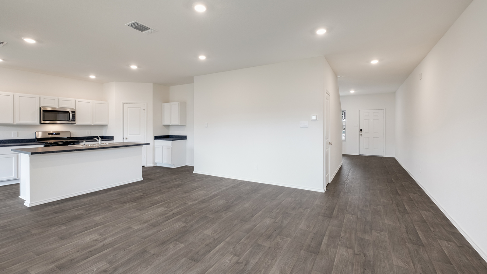 Open concept living area and kitchen.