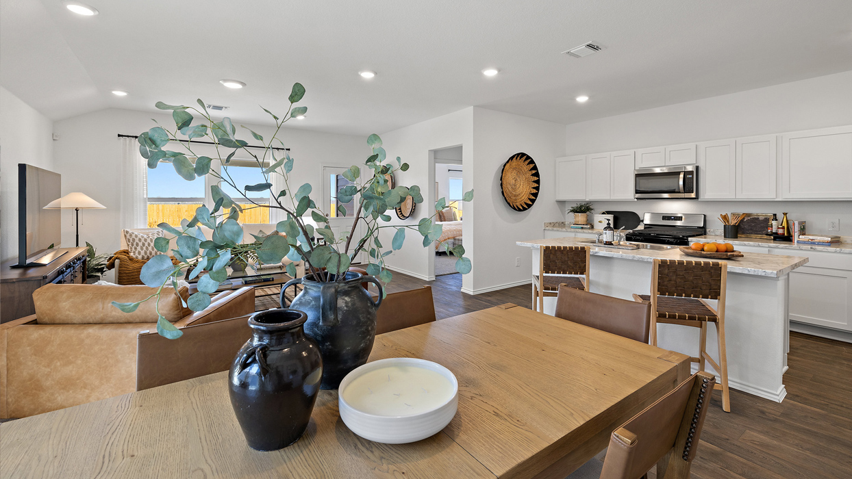 Interior dining area open to kitchen