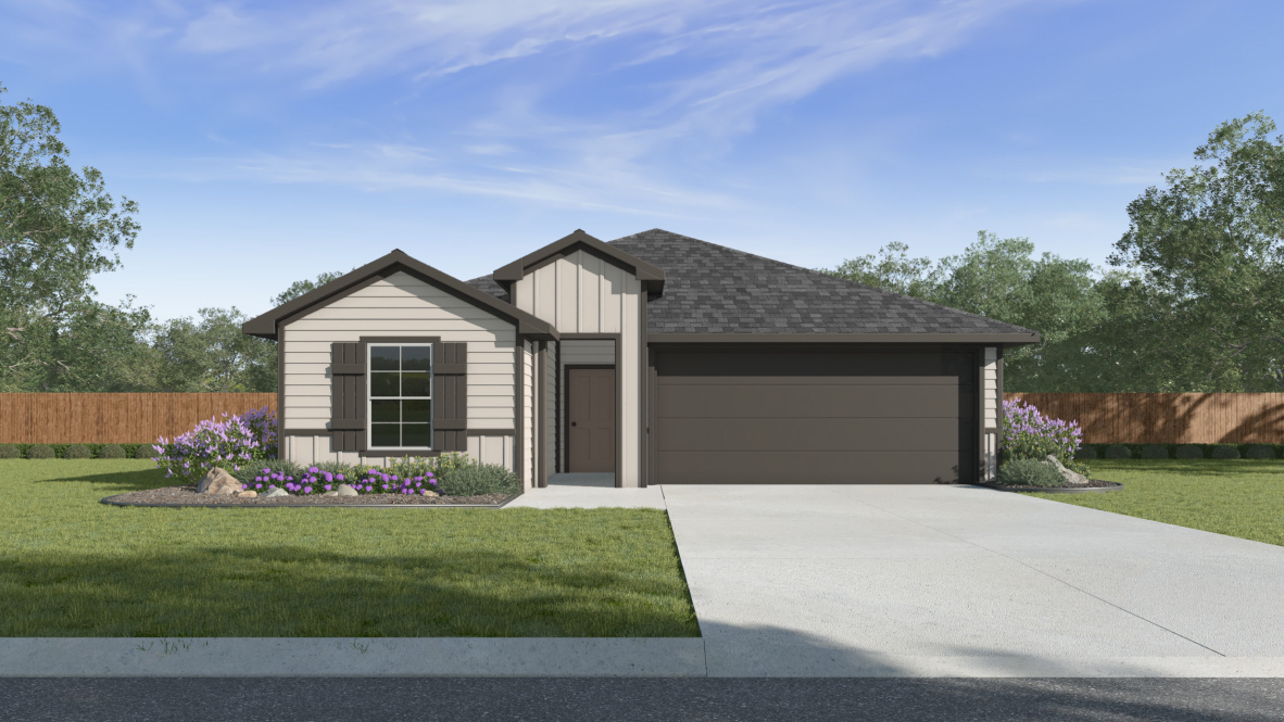 The Easton Front Exterior Rendering One Story Home with Siding - Elevation B