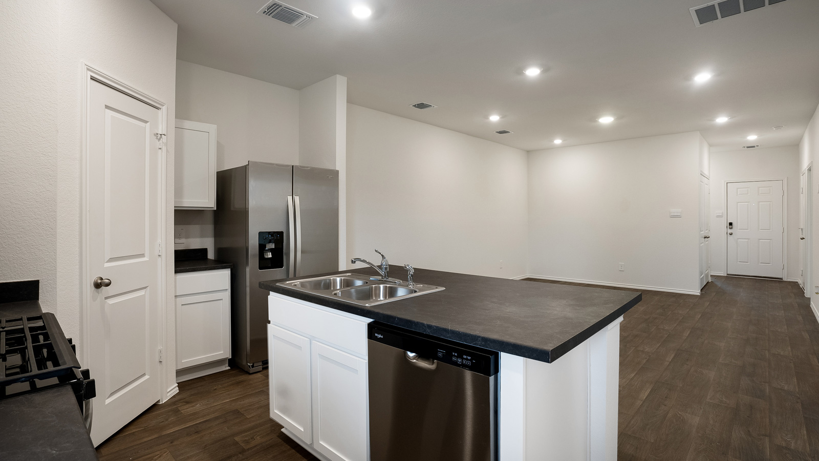 Kitchen and living area.
