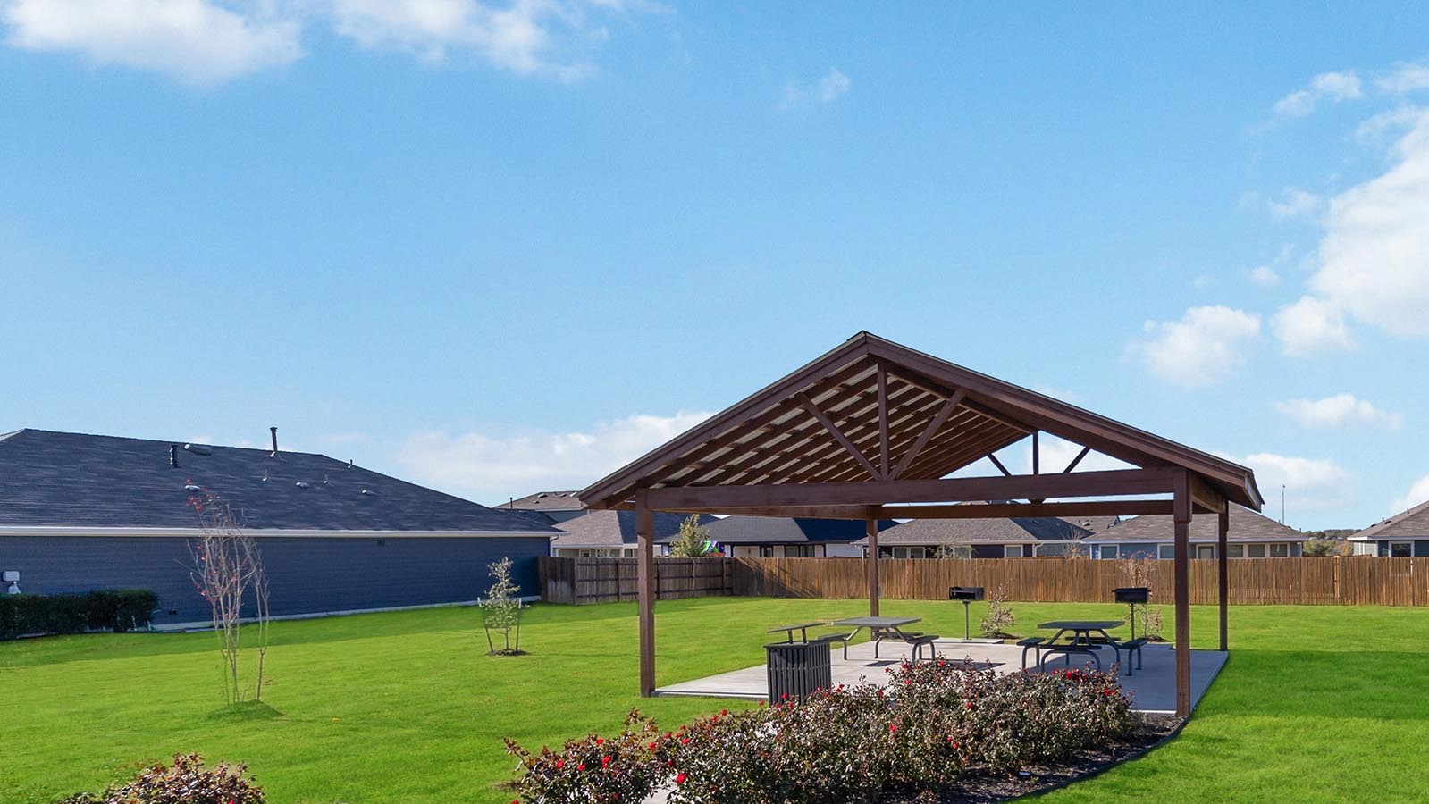 Wayside community park covered picnic area with tables and girlls