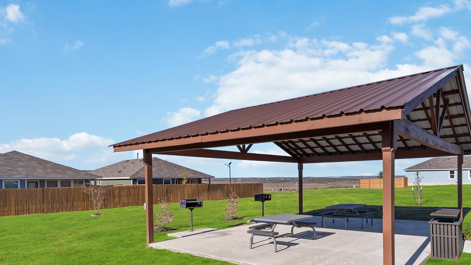 Wayside community park covered picnic area with tables and girlls