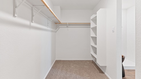 Spacious closet with built in rods and shelves