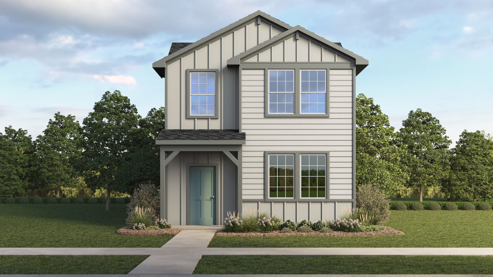 The Camille floorplan - b Elevation at Valverde in Bastrop, TX.