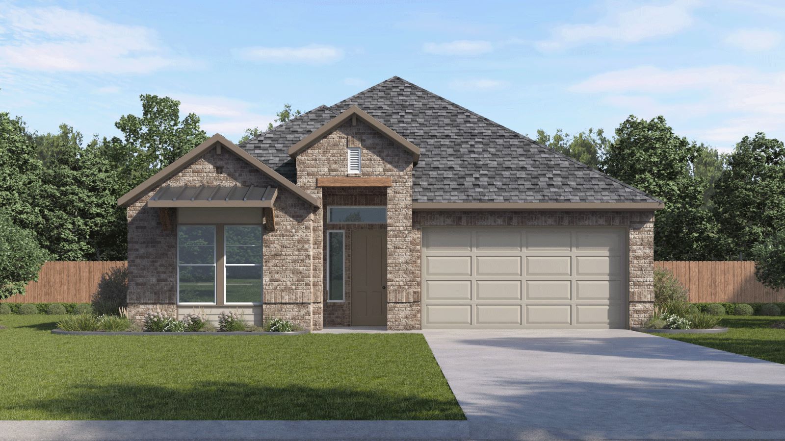 The Campbell floorplan - Y Elevation at The Enclave at Bar W Ranch in Leander, TX.