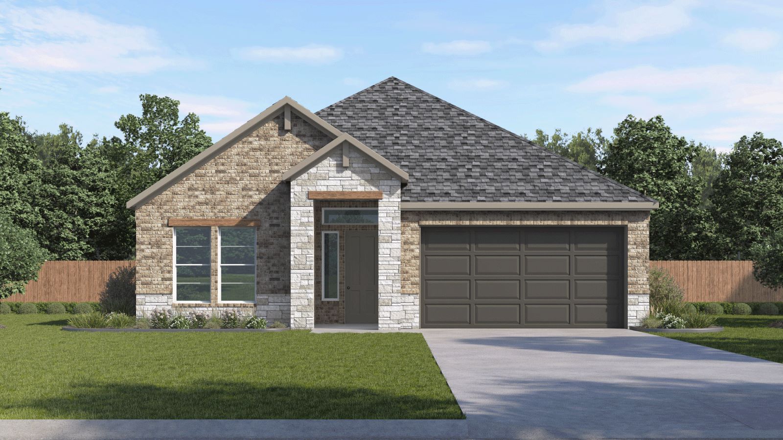 The H40E Floorplan - Y Elevation at The Enclave at Bar W Ranch in Leander, TX.