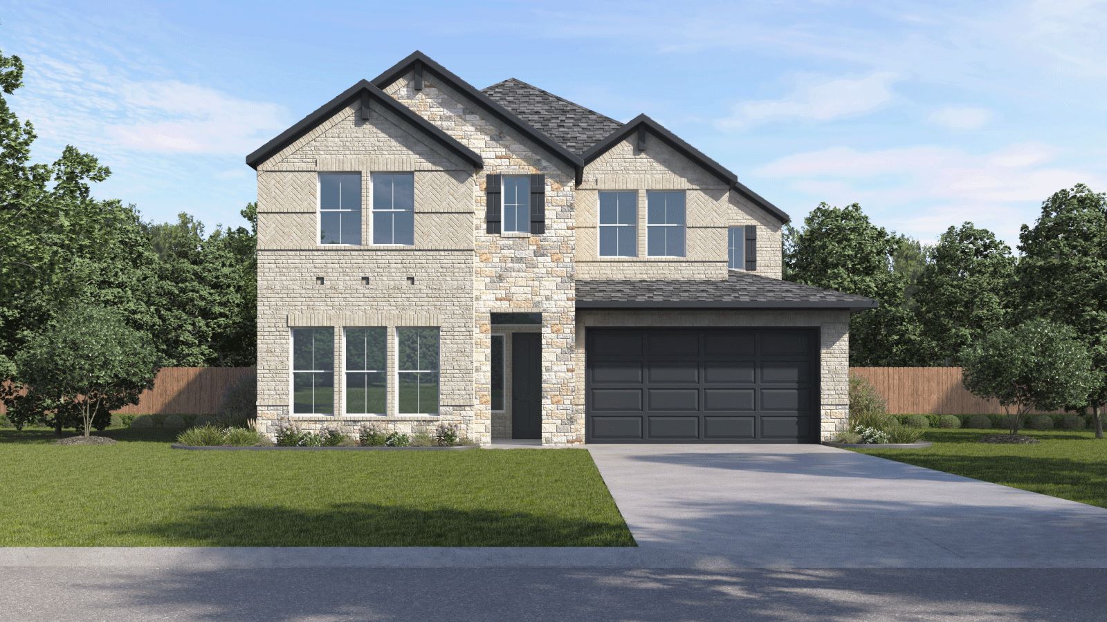The Joshua floorplan - W Elevation at The Enclave at Bar W Ranch in Leander, TX.