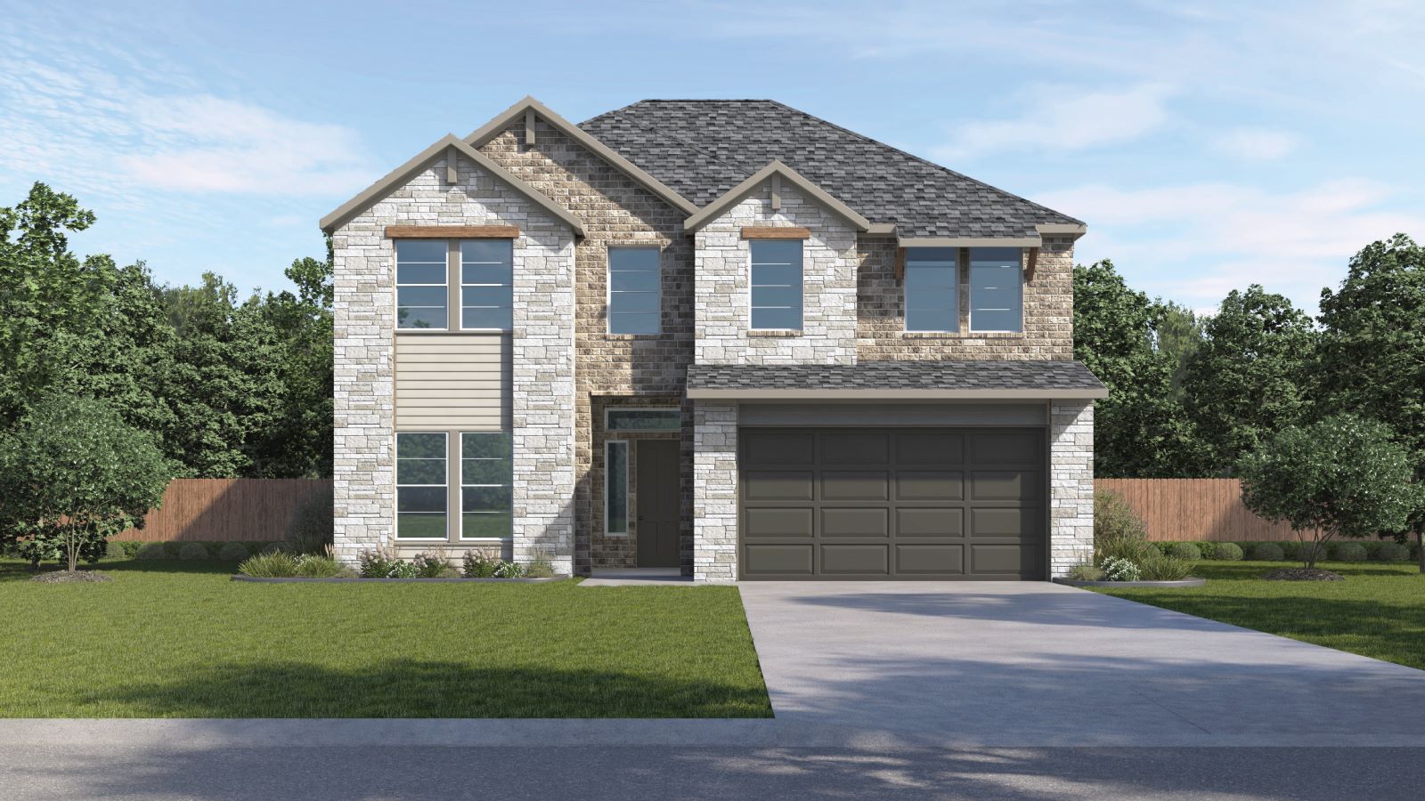 The Keller Floorplan - Y Elevation at The Enclave at Bar W Ranch in Leander, TX.