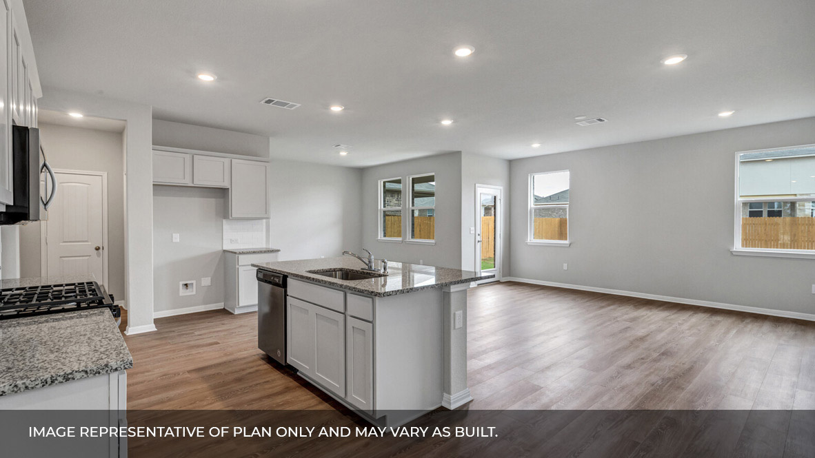 Kitchen and living area.