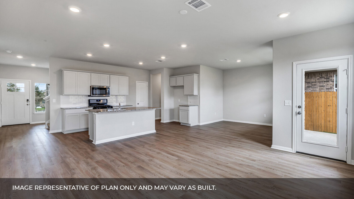 Kitchen and living area.