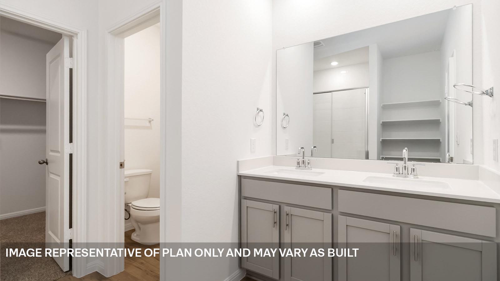 Primary bathroom with Double Vanity.