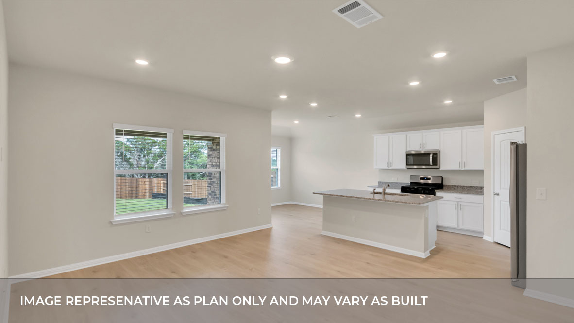 Open-concept living room and kitchen.