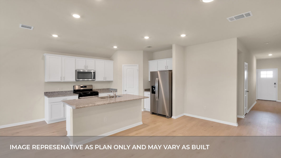 Large kitchen island included.