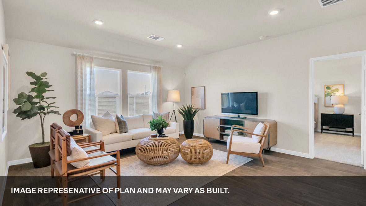 Open living space with large windows.