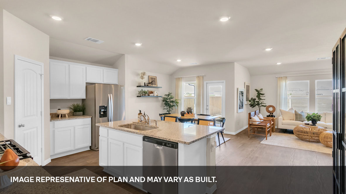 Open kitchen with island.