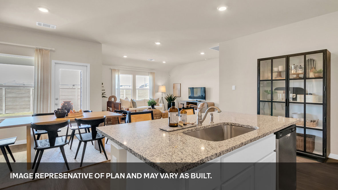 Open kitchen with island.