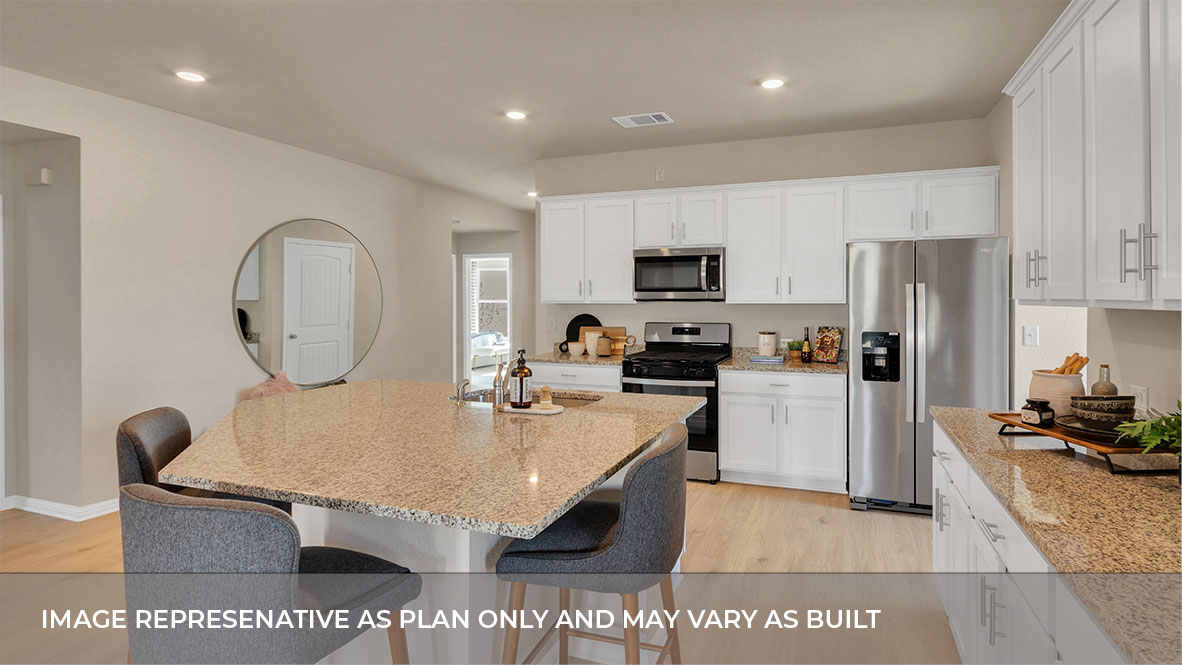 Open kitchen with island.