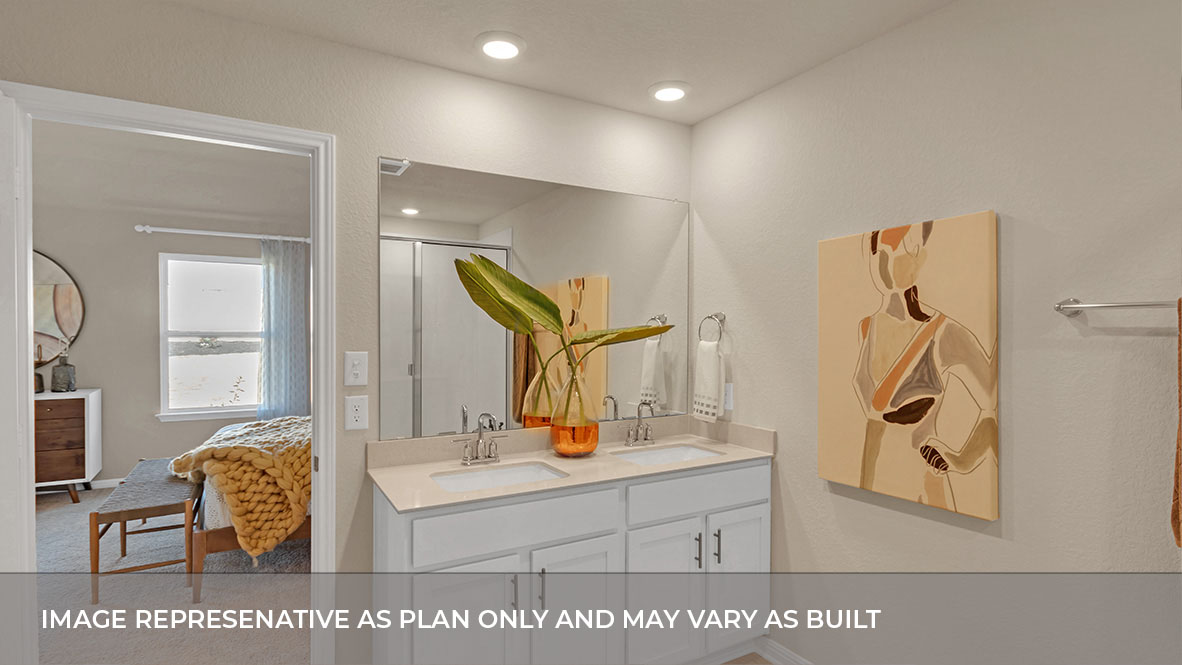 Primary bathroom with double vanity.