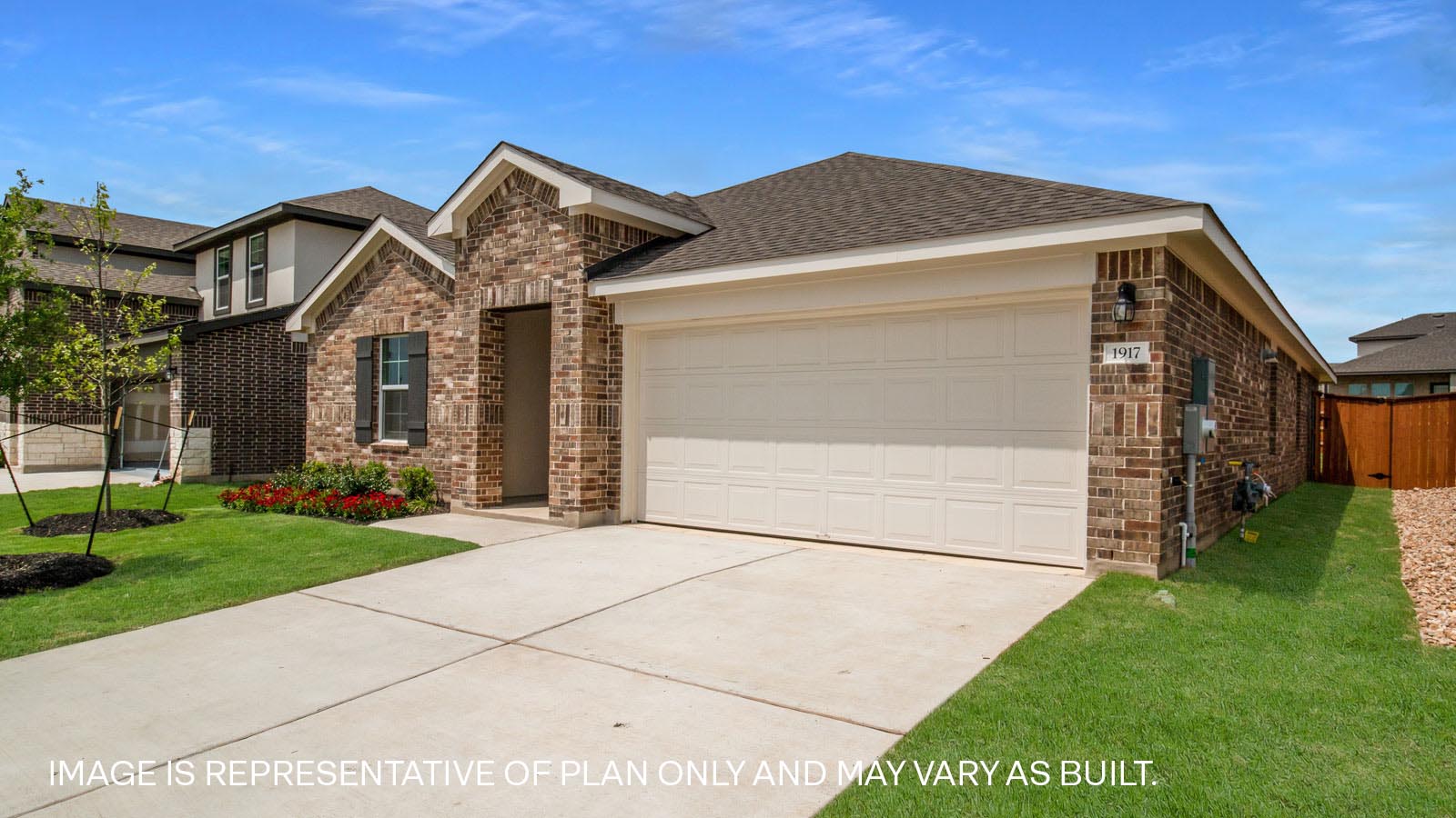 The Kingston floorplan - A Elevation at Bar W Ranch in Leander, TX.