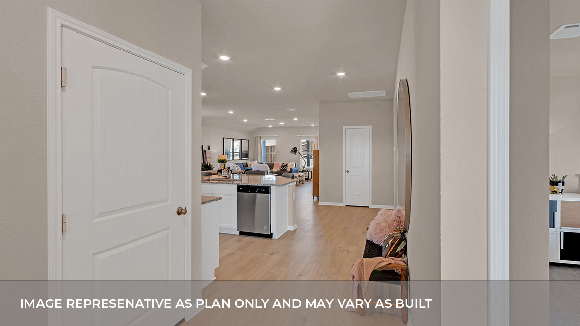 Hallway leading to kitchen and living area.