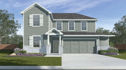 Mitchell II Front Exterior Rendering - Two Story - Elevation H