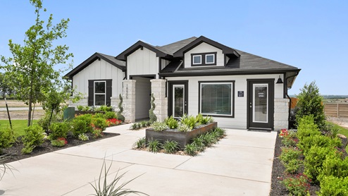 Front of model home at Monarch Ranch in Manor, TX.