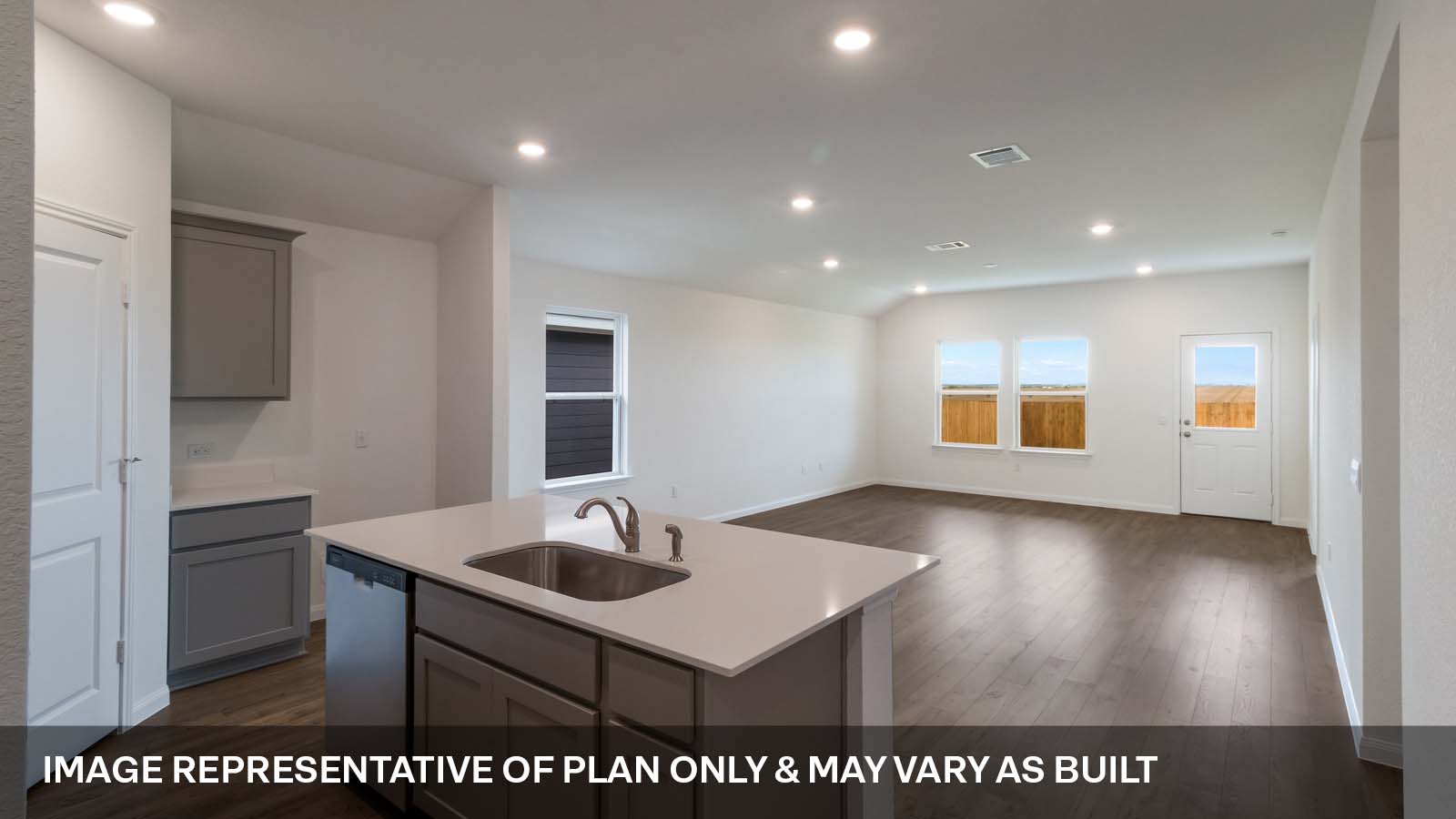 Open kitchen with island.