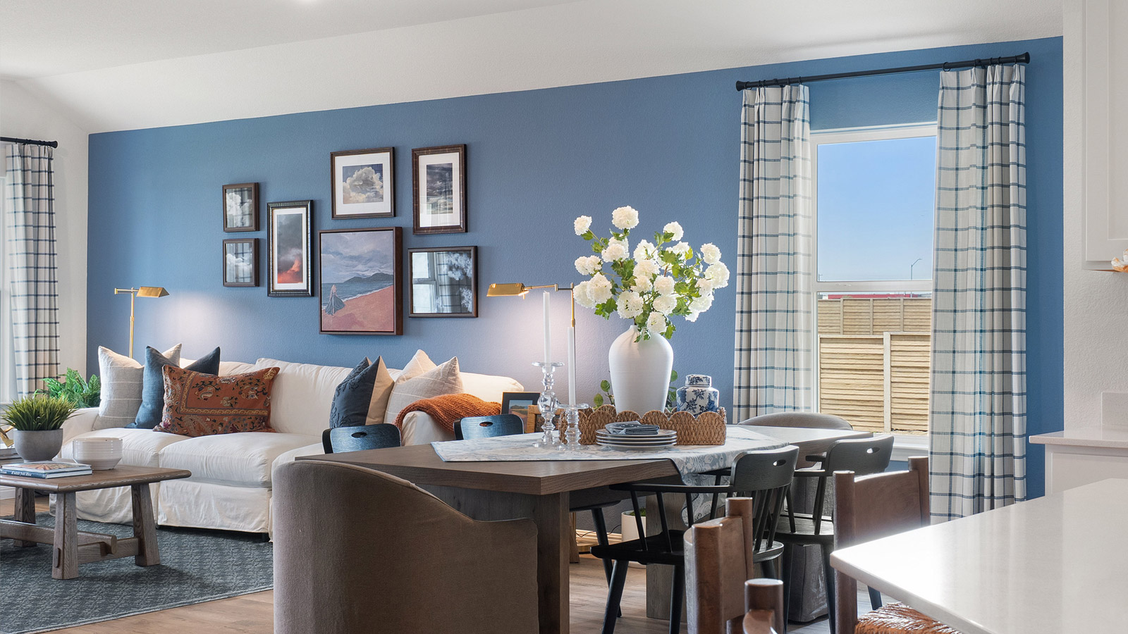 Dining area with view of window.