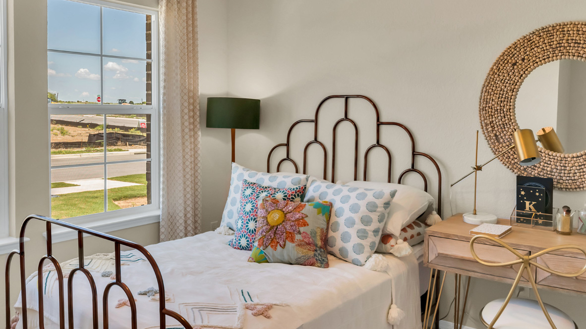 bedroom featuring a twin bed with boho decor