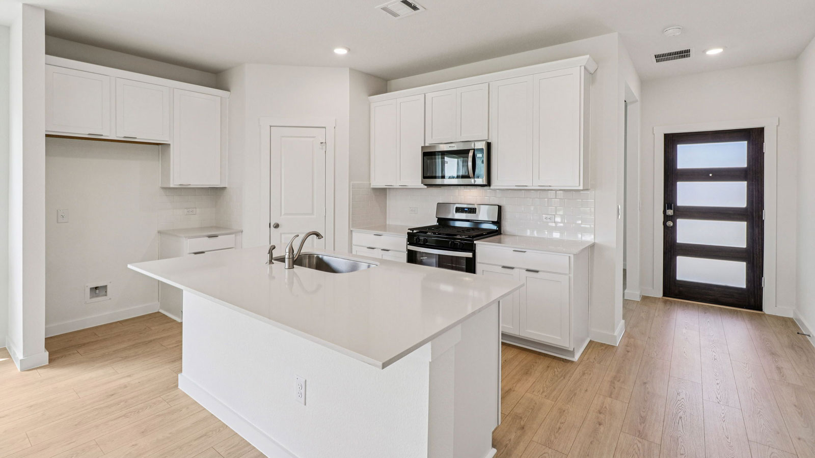 Open kitchen with island.