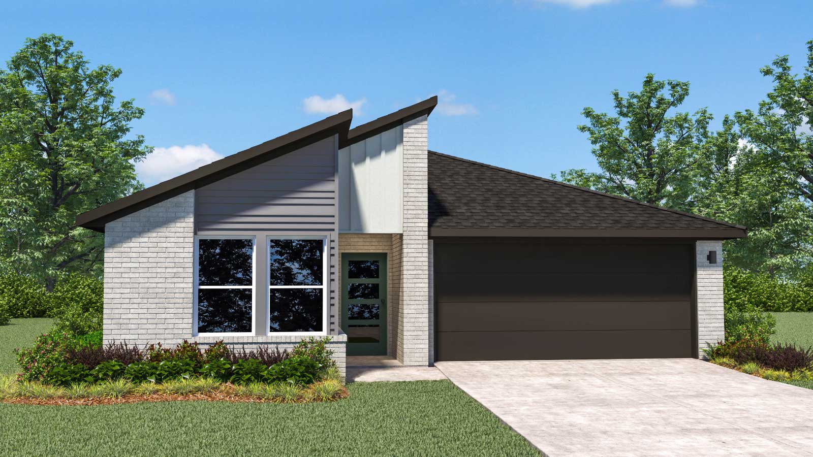 The Caden Front Exterior Rendering Single Story Home - Elevation M