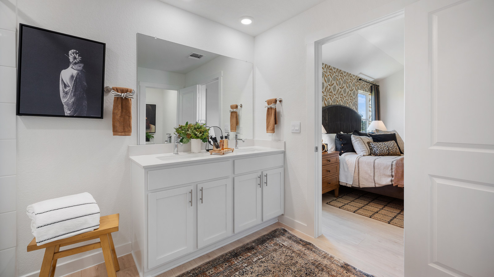 Bathroom 1 with double vanity sink.