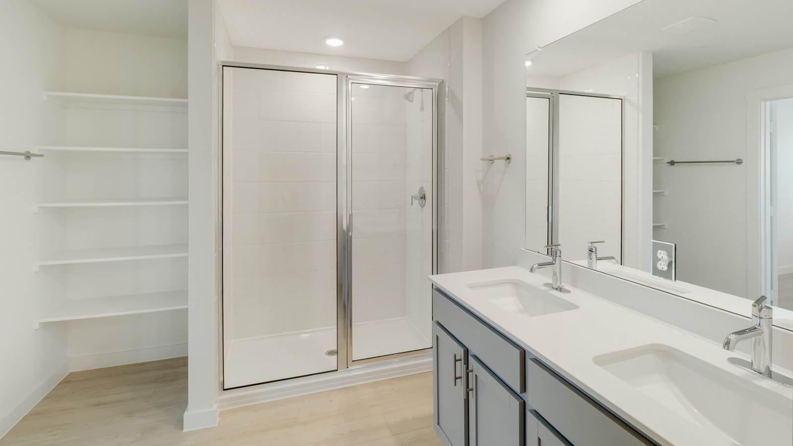 Walk-in shower and walk-in closet.