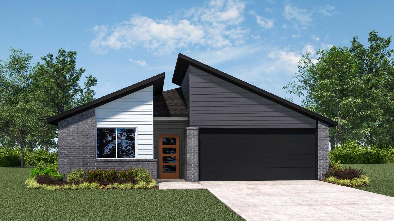 The Gaven Front Exterior Rendering Single Story Home - Elevation M
