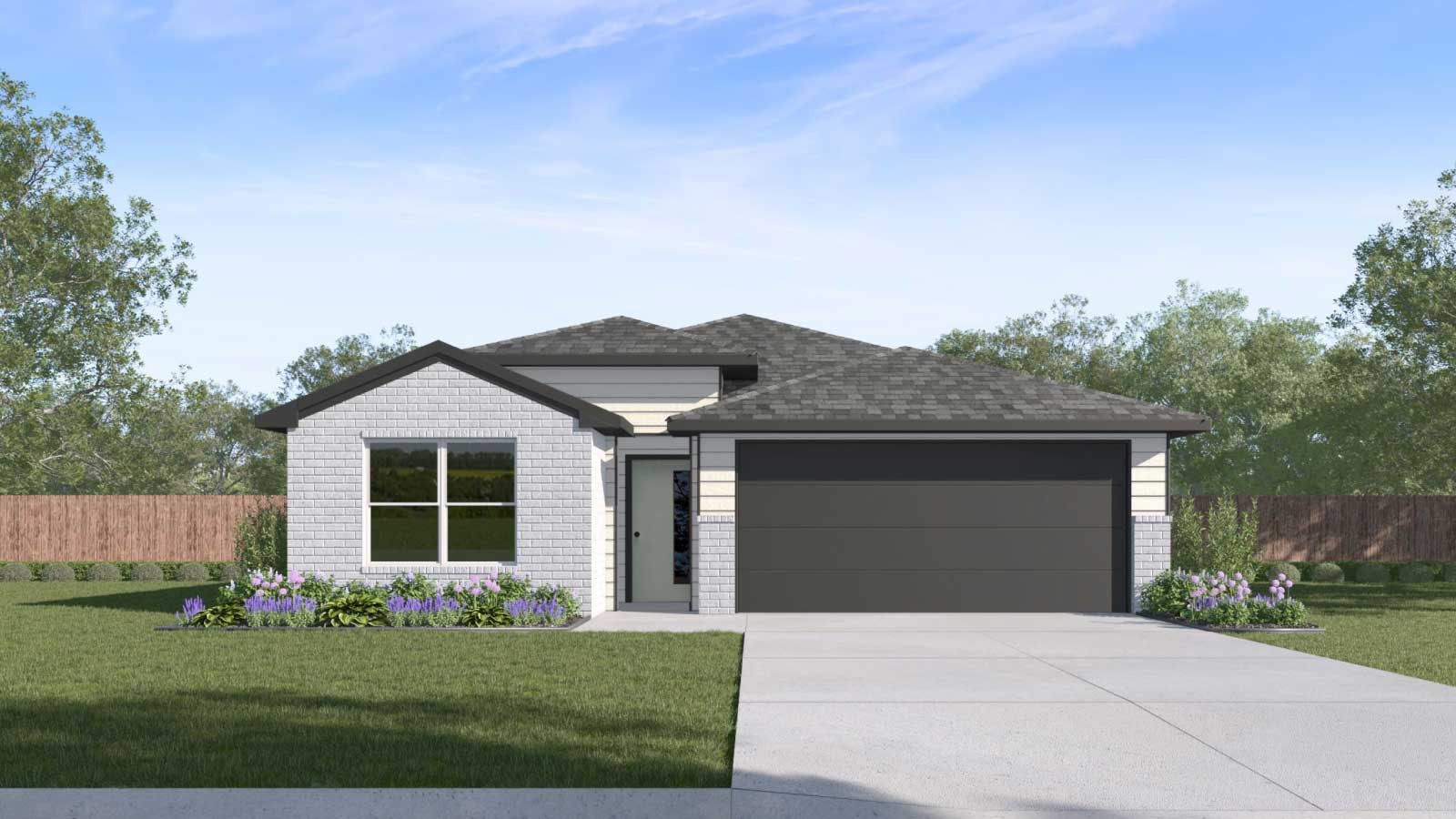 The Gaven Front Exterior Rendering Single Story Home - Elevation N