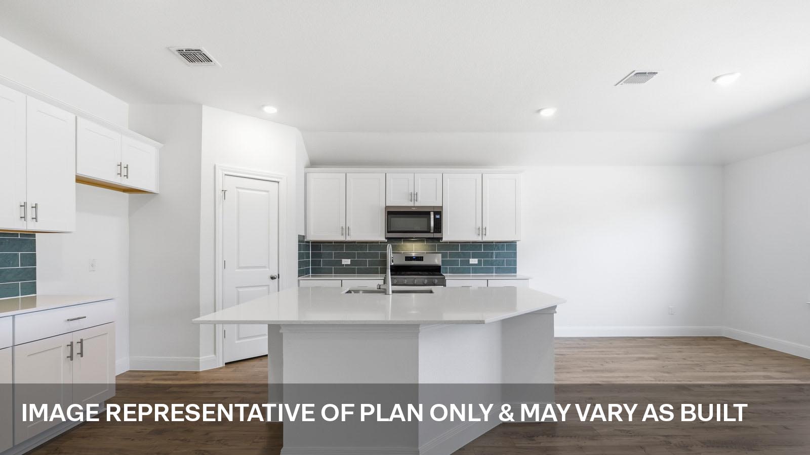Open kitchen with island.