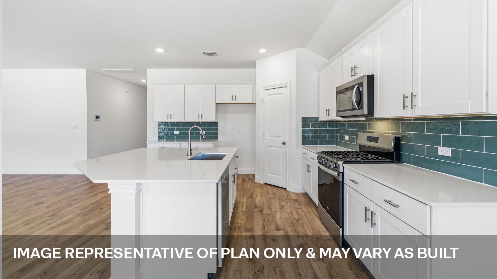 Open kitchen with island.