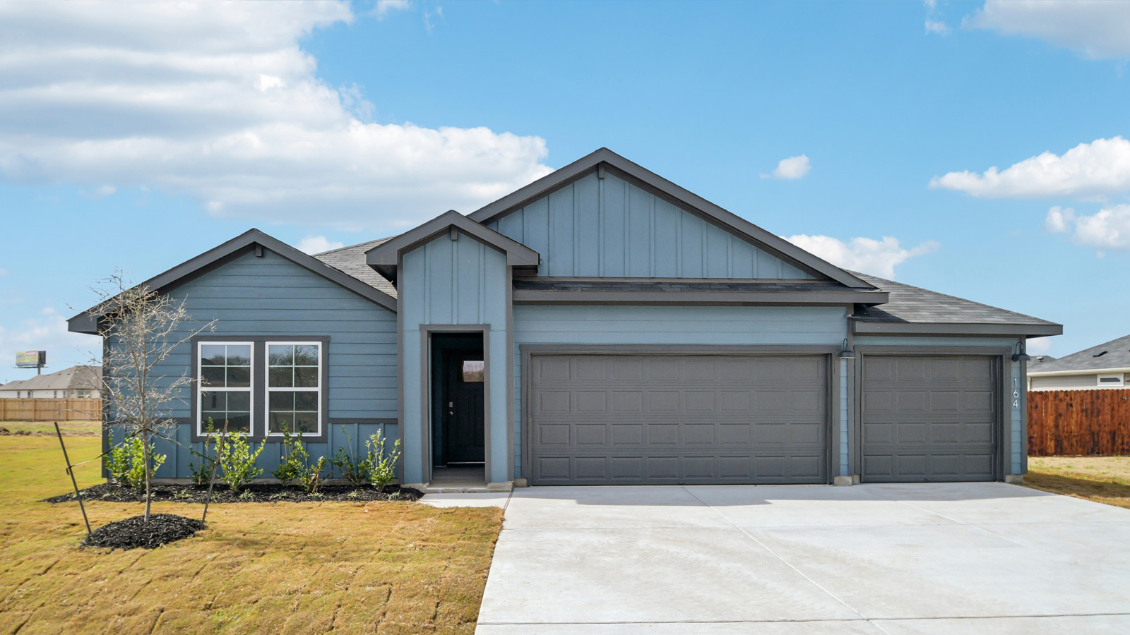 Exterior of 164 Great Northern Drive at Railhead in Cedar Creek, TX.