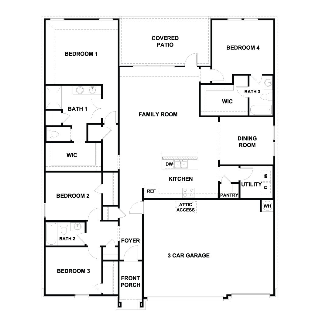 The Hudson Floor Plan with four bedrooms and three full bathrooms