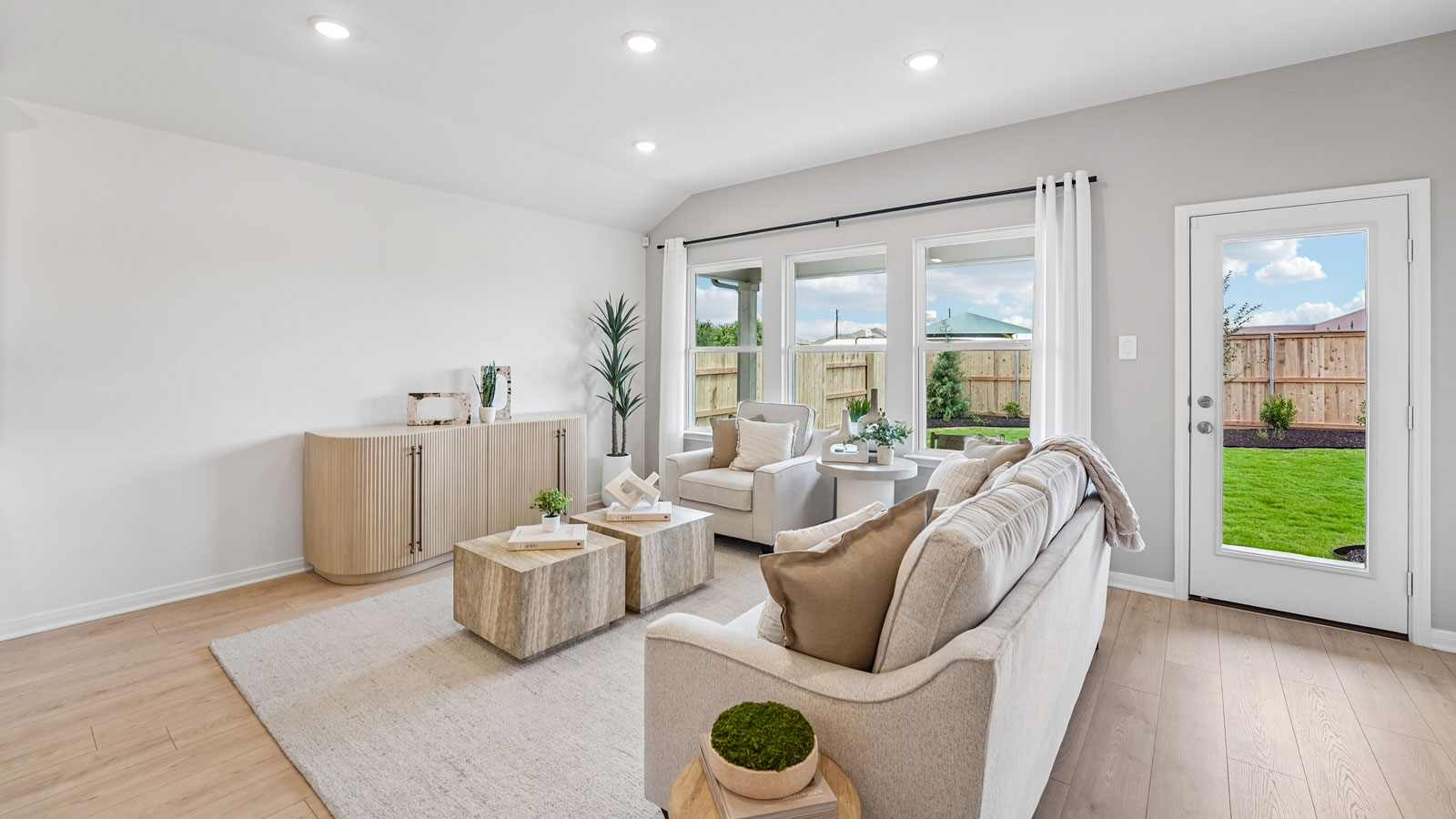 Open concept living room with natural light.