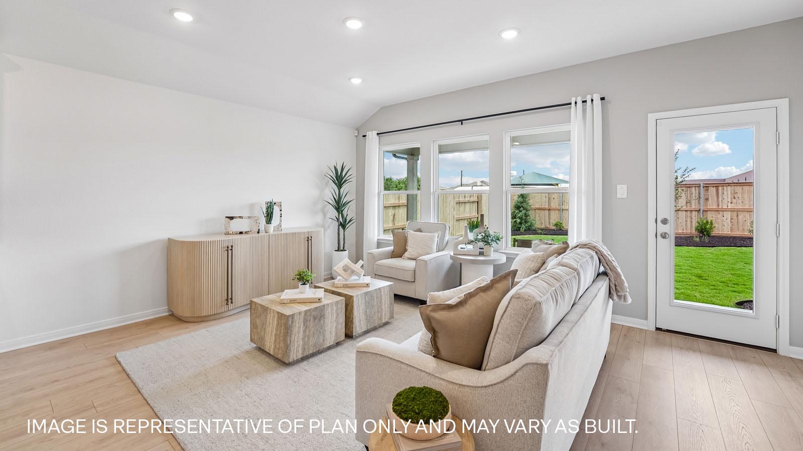 Open living area with large windows.