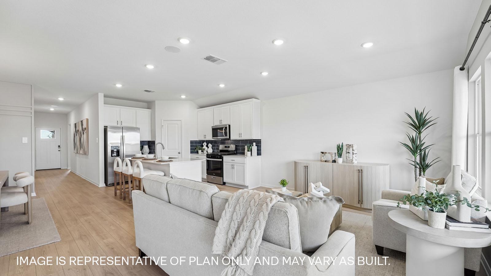 Open living area with large windows.