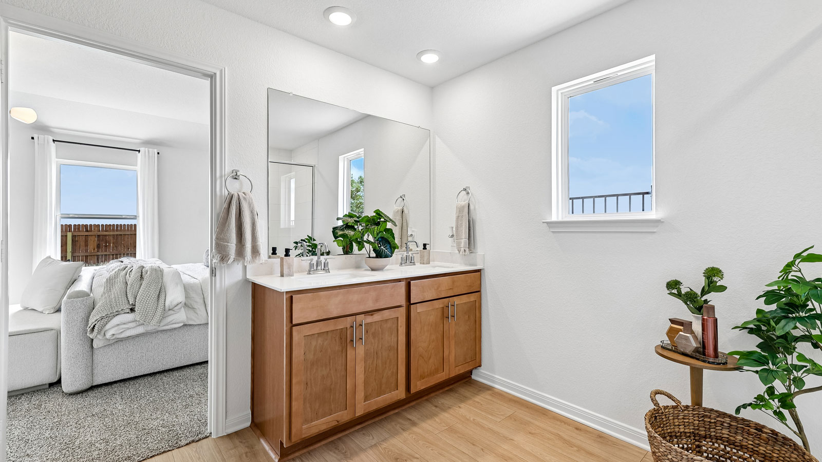 Double vanity sink in primary bathroom.