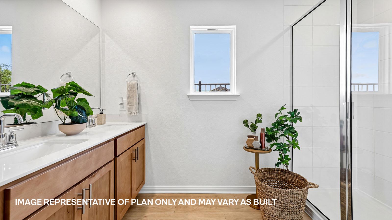 Primary bathroom with beautiful walk-in shower and window.