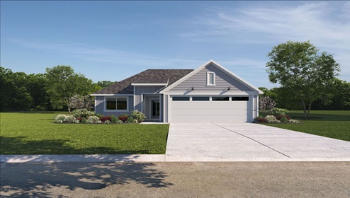 Yowell Ranch model home Baxter elevation with front view of the home.
