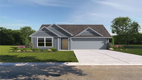 Yowell Ranch model home Caden elevation with front view of the home.