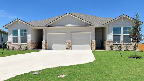 Multi Family Duplex Front Exterior B Elevation with Brick.