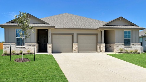 Multi Family Duplex Front Exterior A Elevation with Brick.