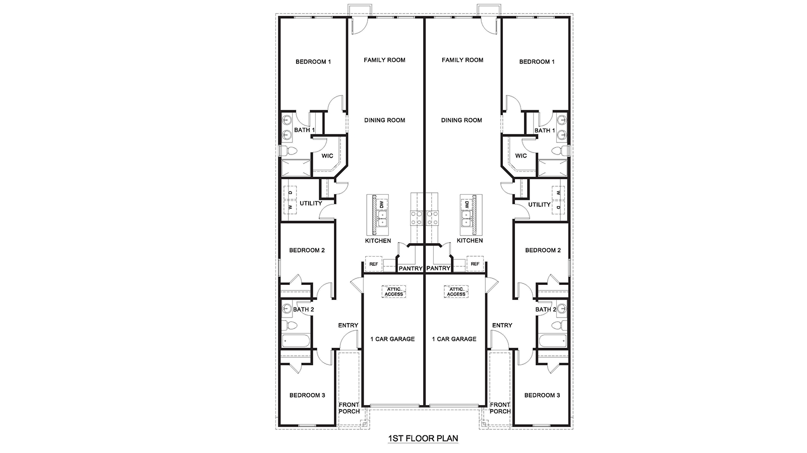 Multi Family Duplex Floorplan Rendering.