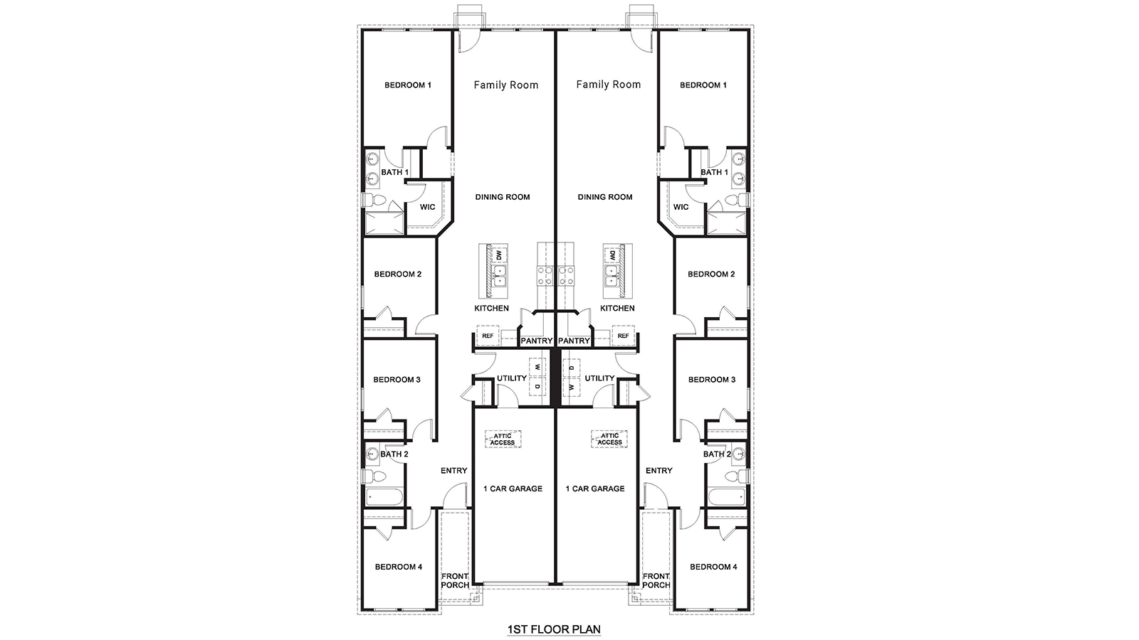 Multi Family Duplex Floorplan Rendering.